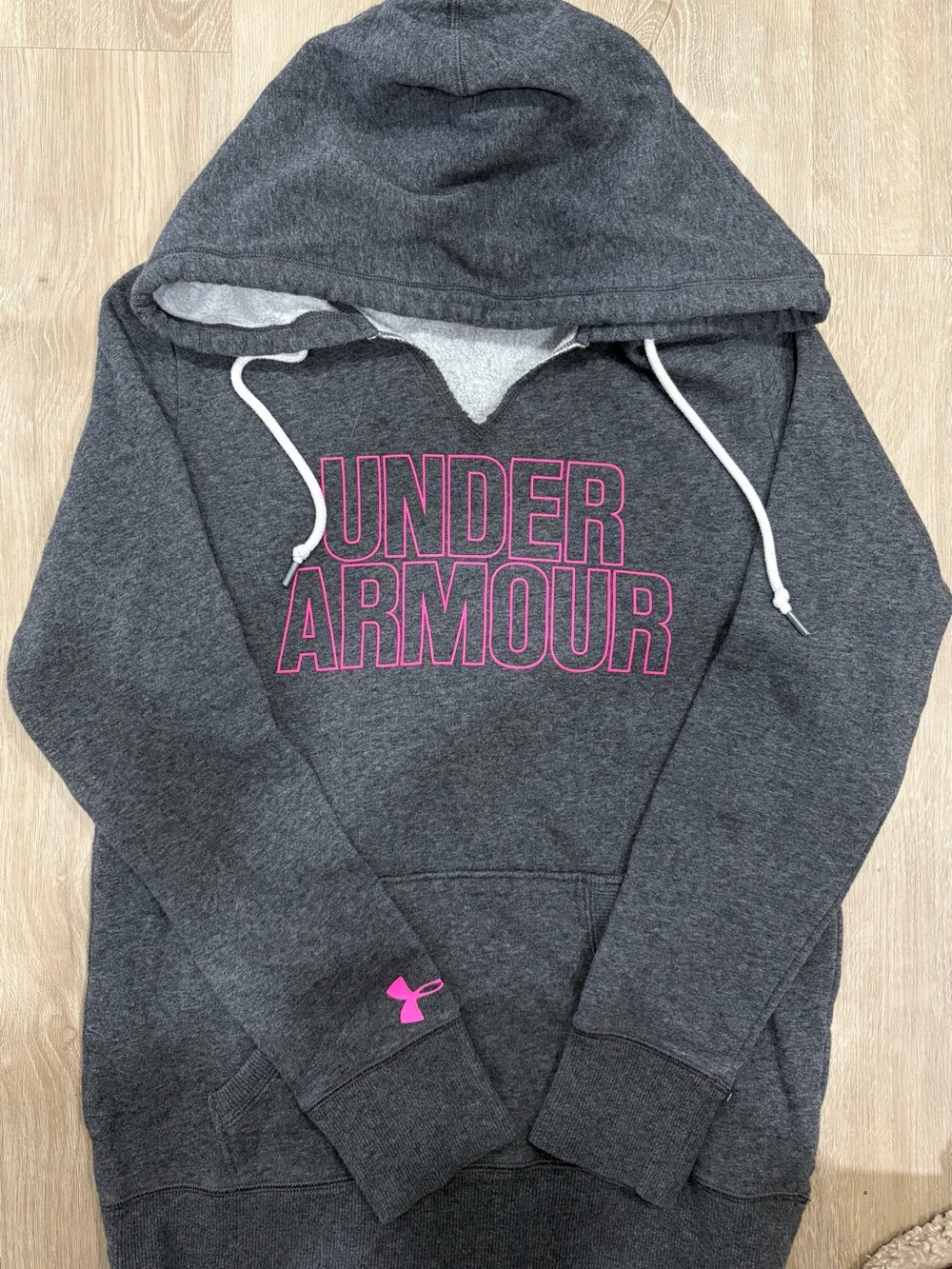 Under Armour Dark Gray Hoodie Sweater with Pink Logo